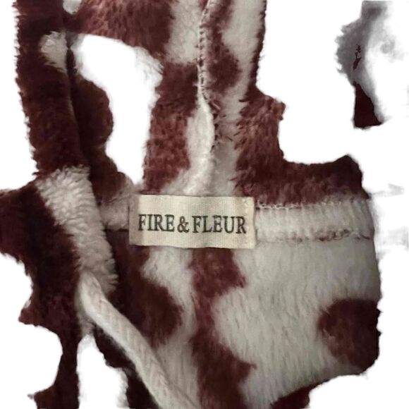 Geometric flowers super soft fleece 1/4 zip hoodie with kangaroo pocket brown an - Picture 4 of 12